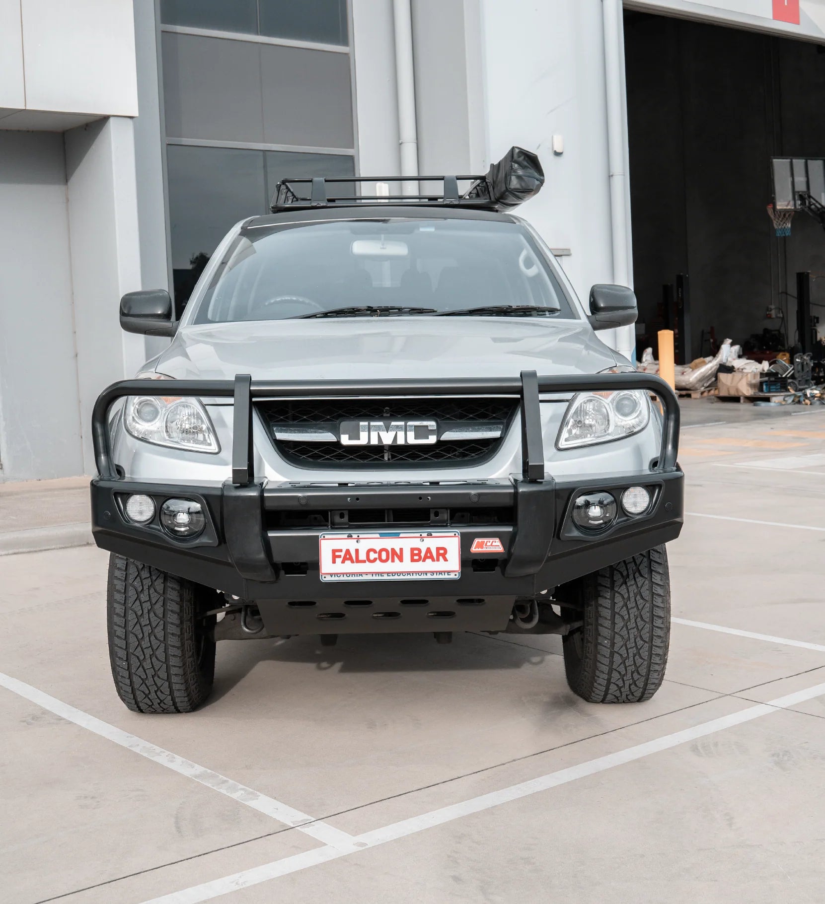 JMC Vigus 2012-2018 707-02 Falcon Bull Bar Black A-Frame Package (LED Foglight) — product view 1