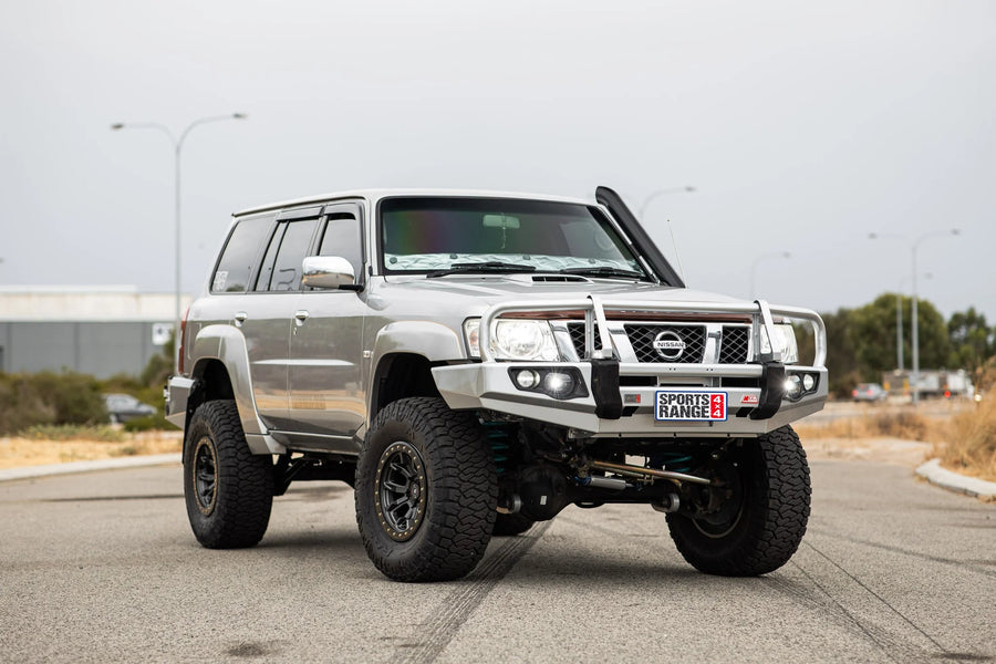 Patrol Y61 2005-2016 707-02 Falcon Bull Bar Black A-Frame Package (LED Foglight) — product view 1