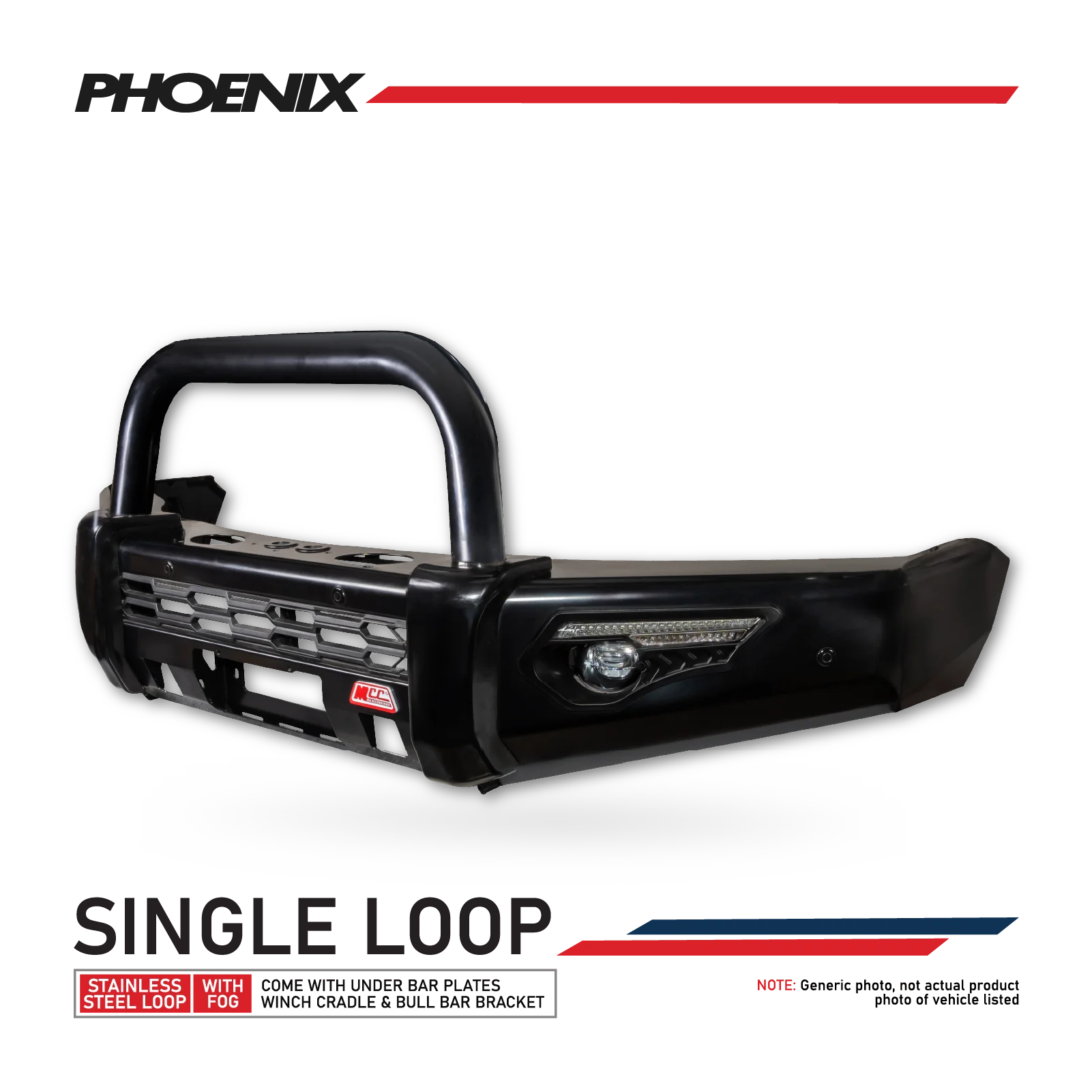 LDV T60 2018-2021 808-01 Phoenix Bull Bar Single Black Loop Package — product view 6