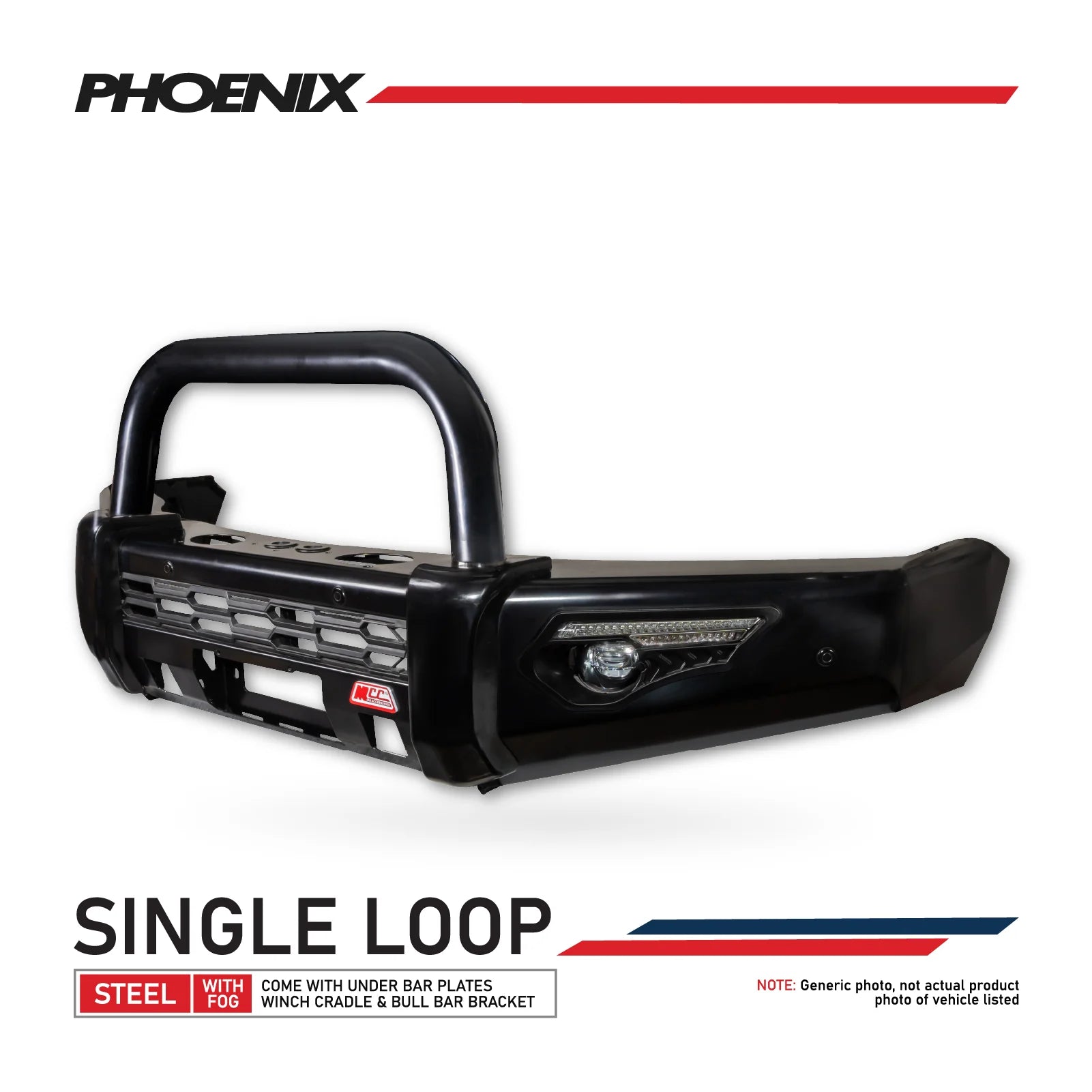 Patrol Y62 Series 5 2018-Current 808-01 Phoenix Bull Bar Single Black Loop Package — product view 3