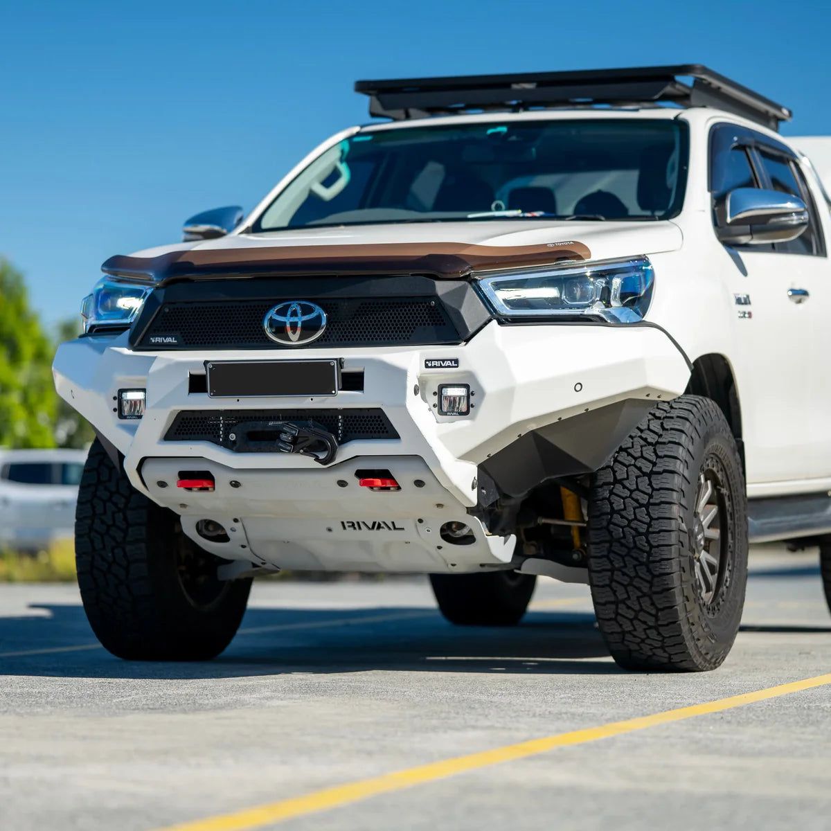 Rival Aluminum Front Bar with RIVAL LED Fog Lights (Set of 2) - Toyota Hilux (2021–04/2024) — product view 2