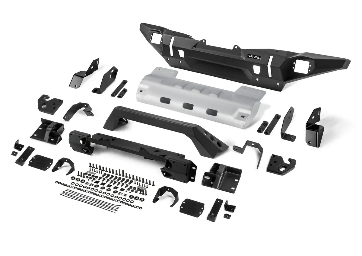 Aluminum Front Bar – Jeep Wrangler 2007-On / Gladiator 2020-On, includes RIVAL FOG lights (Set of 2) — product view 3