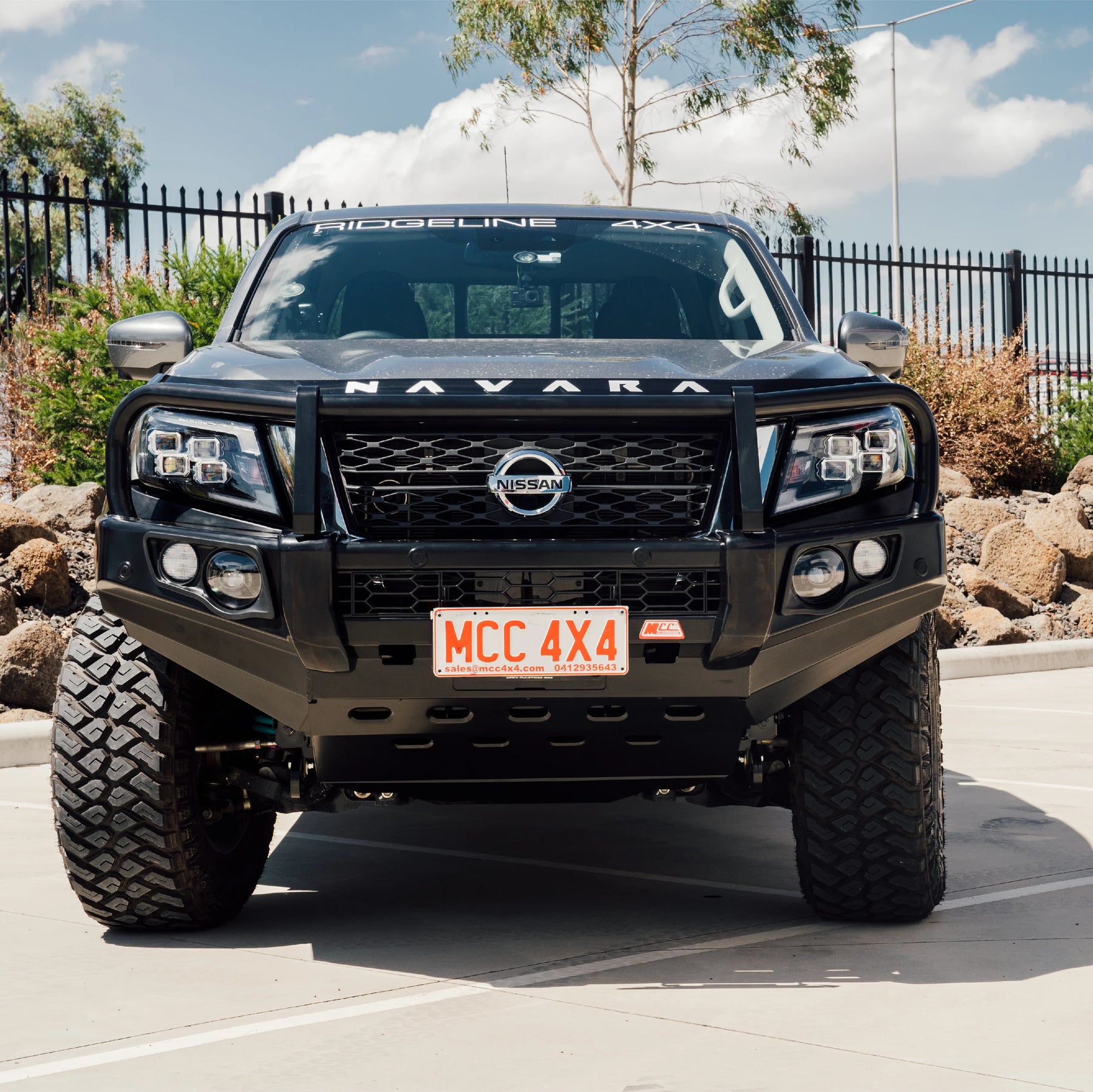 Navara NP300 2021-Present – 707-02 Falcon Bull Bar Black A-Frame Package (LED Foglight) IEB Compatible… — product view 4